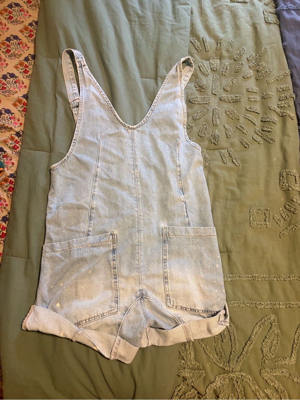We The Free Light Blue Denim Shortall Romper